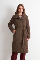 Parka Acolchada con Cinturón Lazo Café Nicopoly