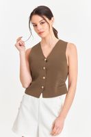 Gilet con Drapeado Lateral Café