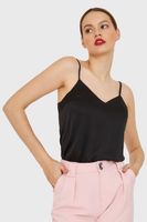 Top Básico Tipo Satín Negro Nicopoly