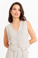 Gilet Mezcla Lino Khaki Nicopoly