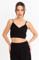 Crop Top Espalda Elasticada Negra Nicopoly