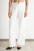 Pantalón de Pierna Recta Raya Diplomática Blanco Nicopoly