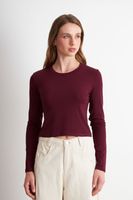 Polera Manga Larga Crop Burdeo Nicopoly