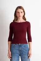 Polera Manga 3/4 Cuello Bote Burdeo Nicopoly