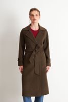 Abrigo con Solapa y Cinturón Café Nicopoly