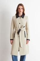 Abrigo Cuello Camisero Beige Nicopoly