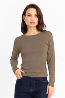 Polera Manga Larga Cuello Redondo Khaki Nicopoly