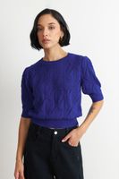 Polera Manga Corta de Hilo Azul Eléctrico Nicopoly