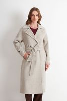 Abrigo con Solapa y Cinturón Beige Nicopoly