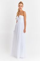 Vestido Strapless y Escote V Blanco Nicopoly