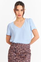 Blusa Cuello V Tipo Gasa Celeste Nicopoly