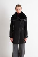 Abrigo Cuello Pelo Sintético Negro Nicopoly
