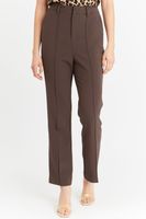 Pantalón Entallado Costuras Delanteras Café Nicopoly