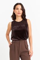 Polera sin Manga Detalle Terciopelo Café Nicopoly