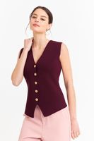 Gilet Largo con Botones Burdeo