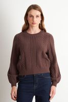 Sweater Trenzado Cuello Redondo Café Nicopoly