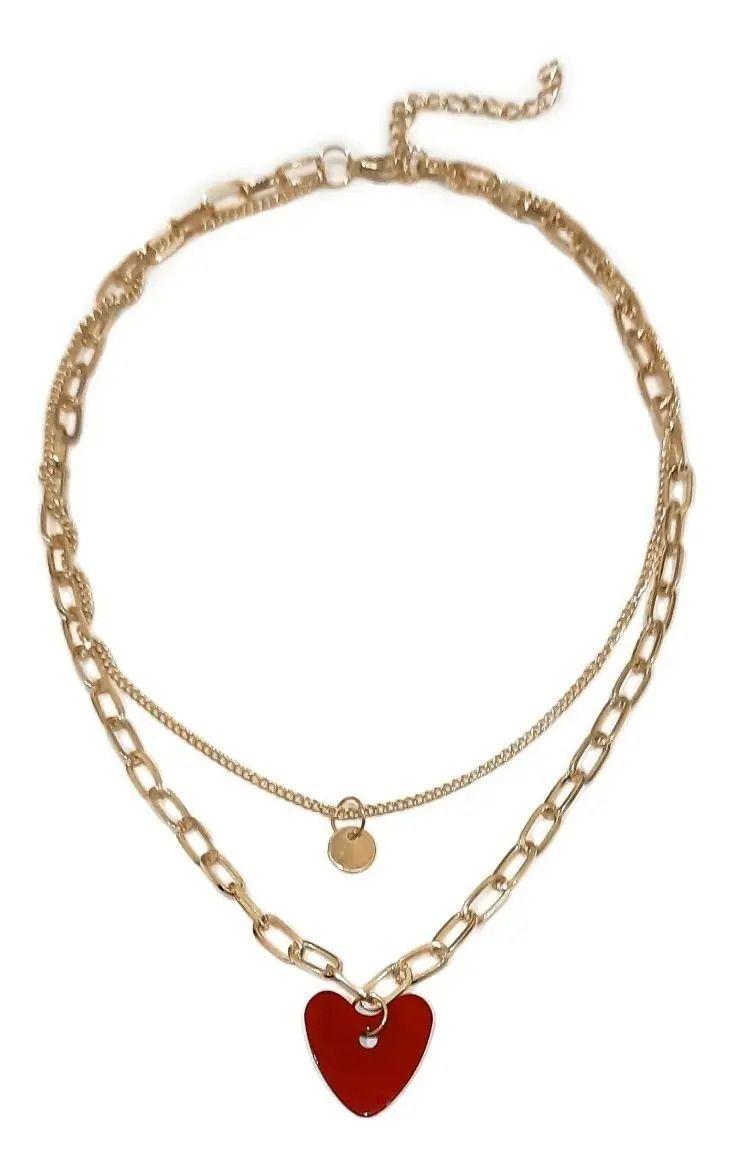 Collar Doble Eslabones Corazón Party Pin | Paris.cl