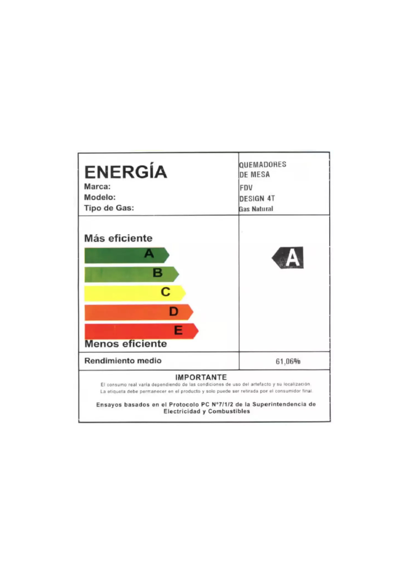 Encimera Gas Licuado FDV Desing 4T 2.0-3