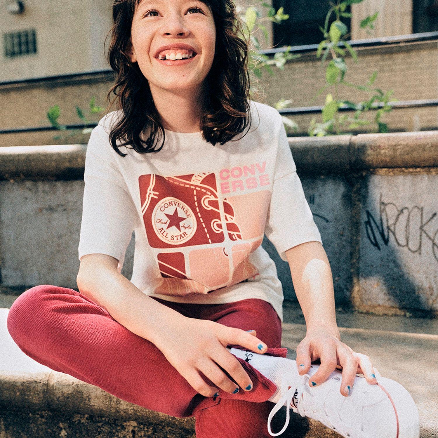 Polera Converse Graphic Boyfriend M/C Jr. Niños Blanco-0