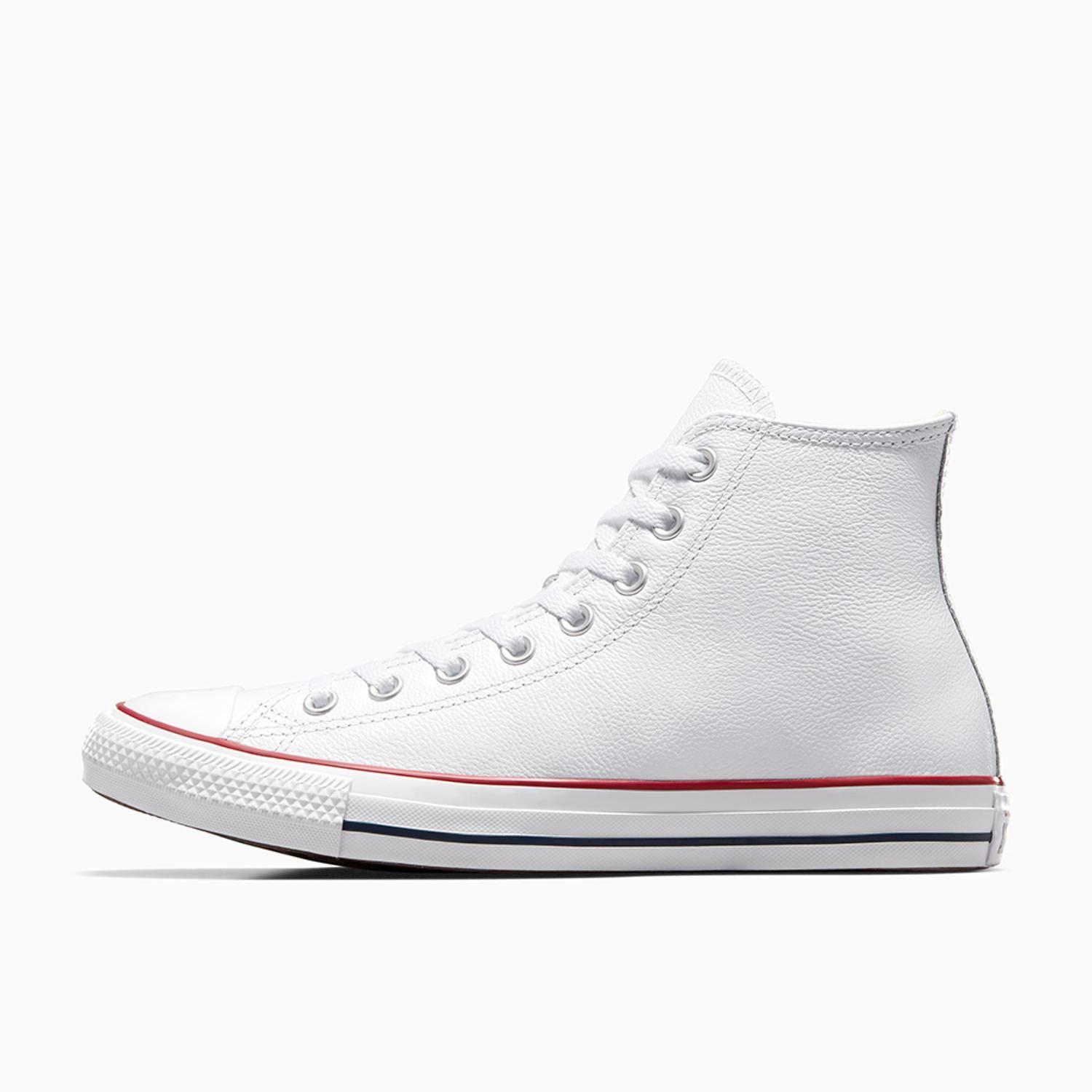 Zapatilla Converse Chuck Taylor All Star Cuero Unisex Blanco Caña Alta-1