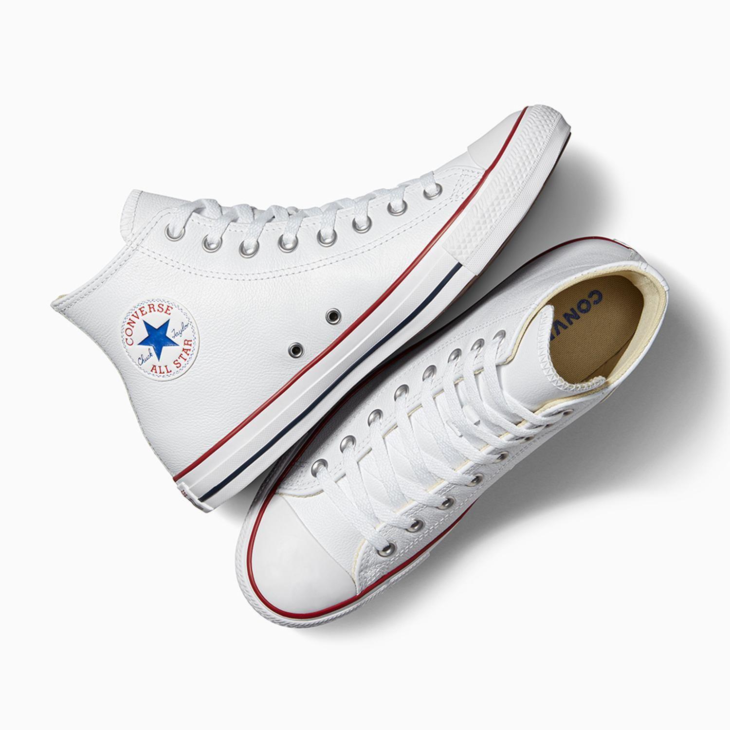 Zapatilla Converse Chuck Taylor All Star Cuero Unisex Blanco Caña Alta-3