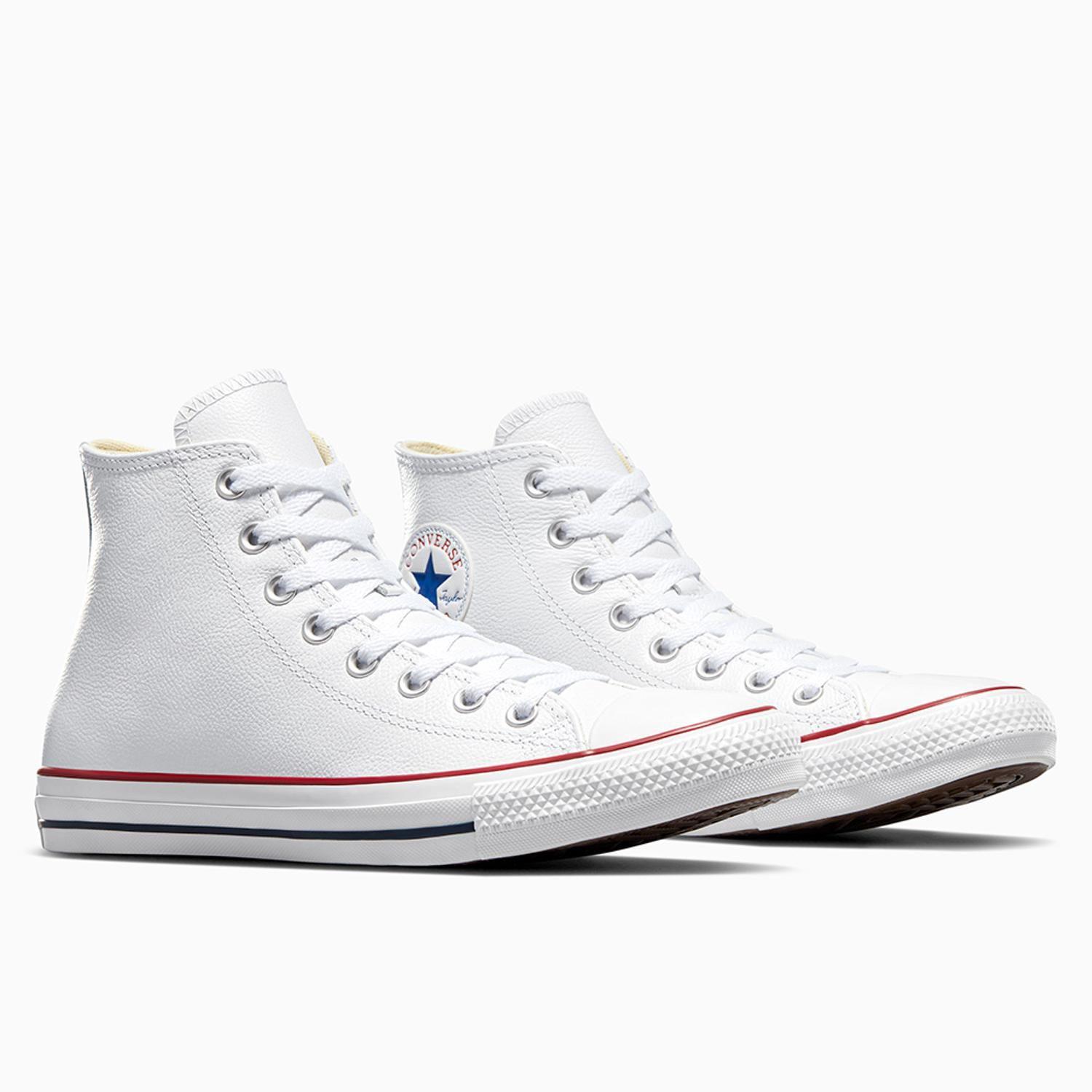 Zapatilla Converse Chuck Taylor All Star Cuero Unisex Blanco Caña Alta-4
