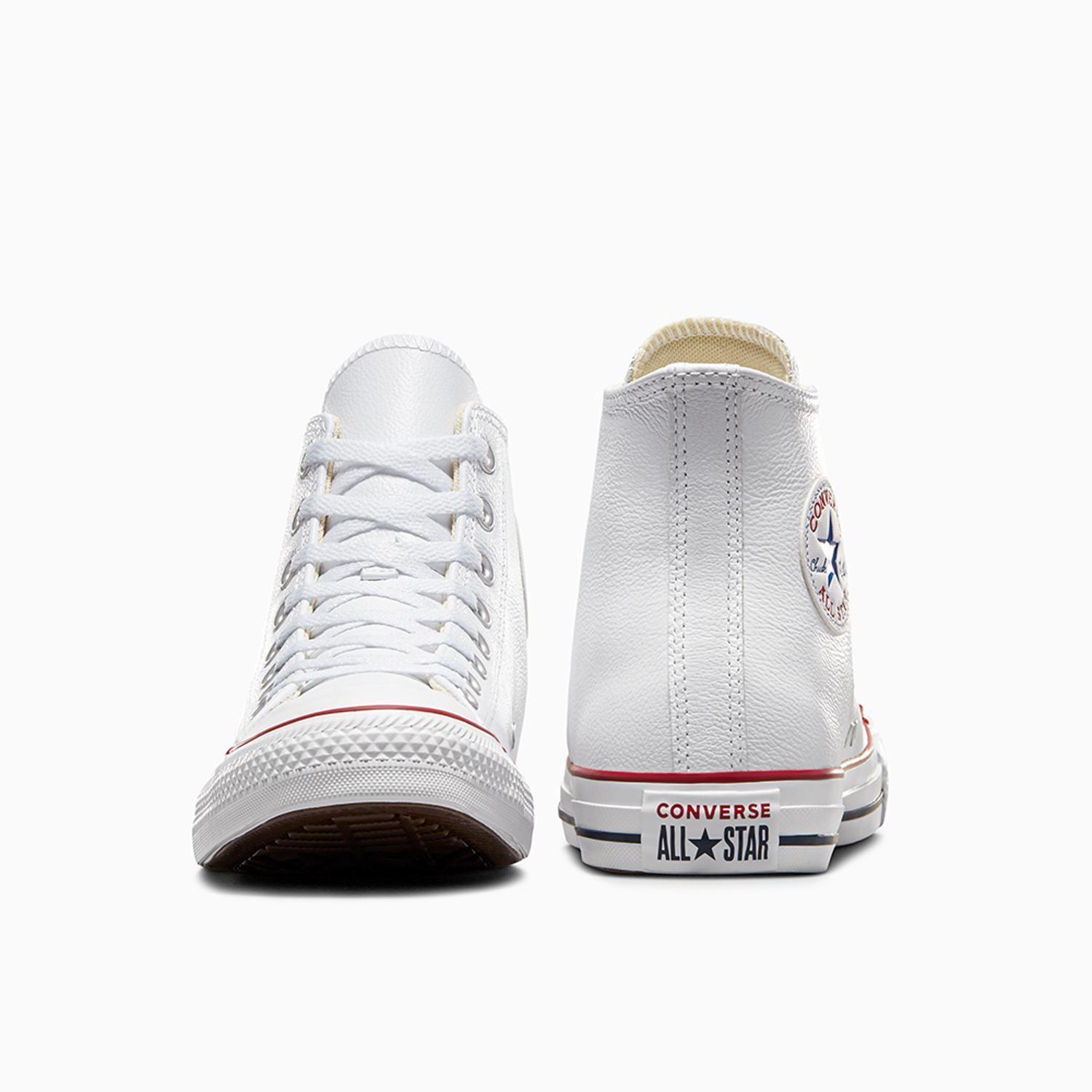 Zapatilla Converse Chuck Taylor All Star Cuero Unisex Blanco Caña Alta-5