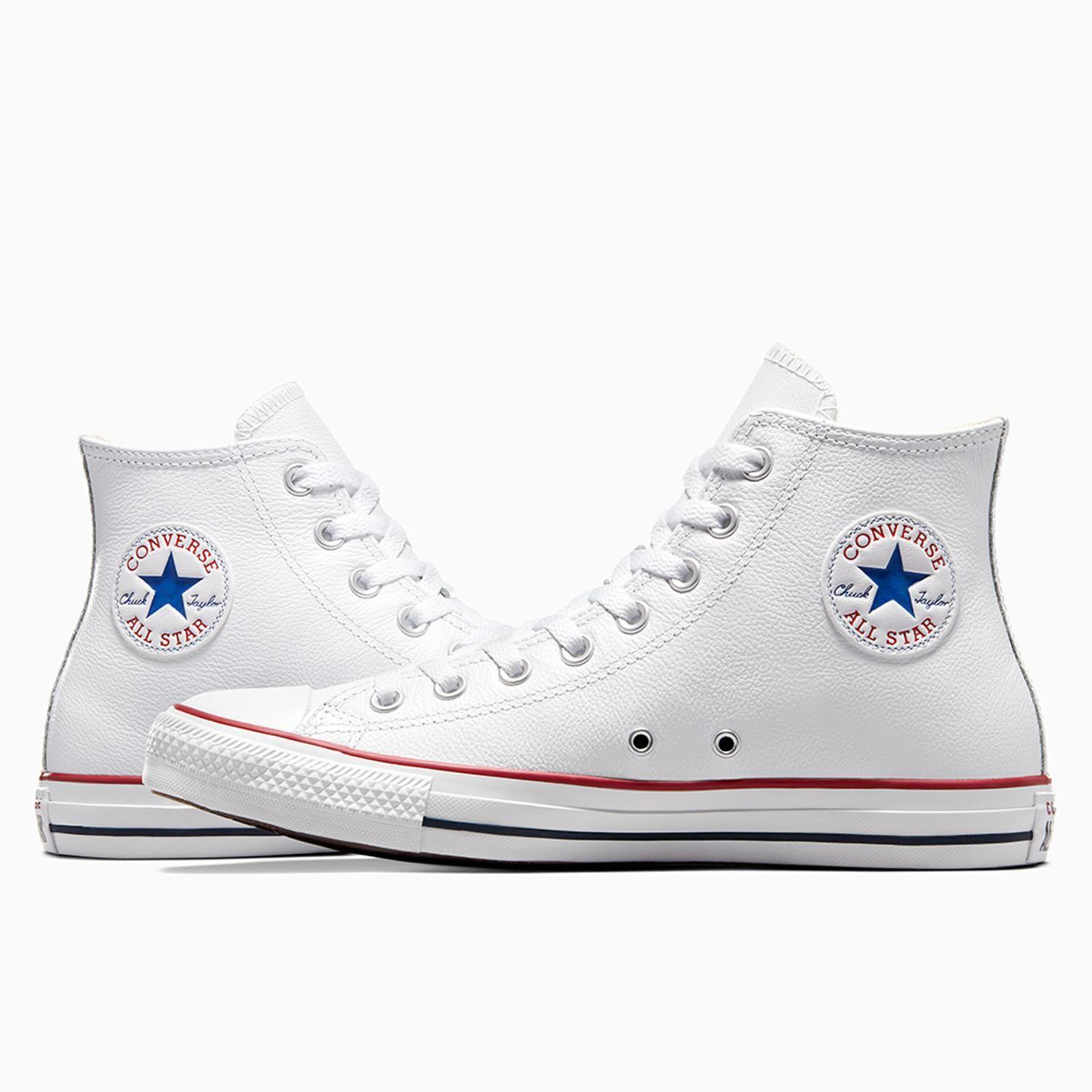 Zapatilla Converse Chuck Taylor All Star Cuero Unisex Blanco Caña Alta-6