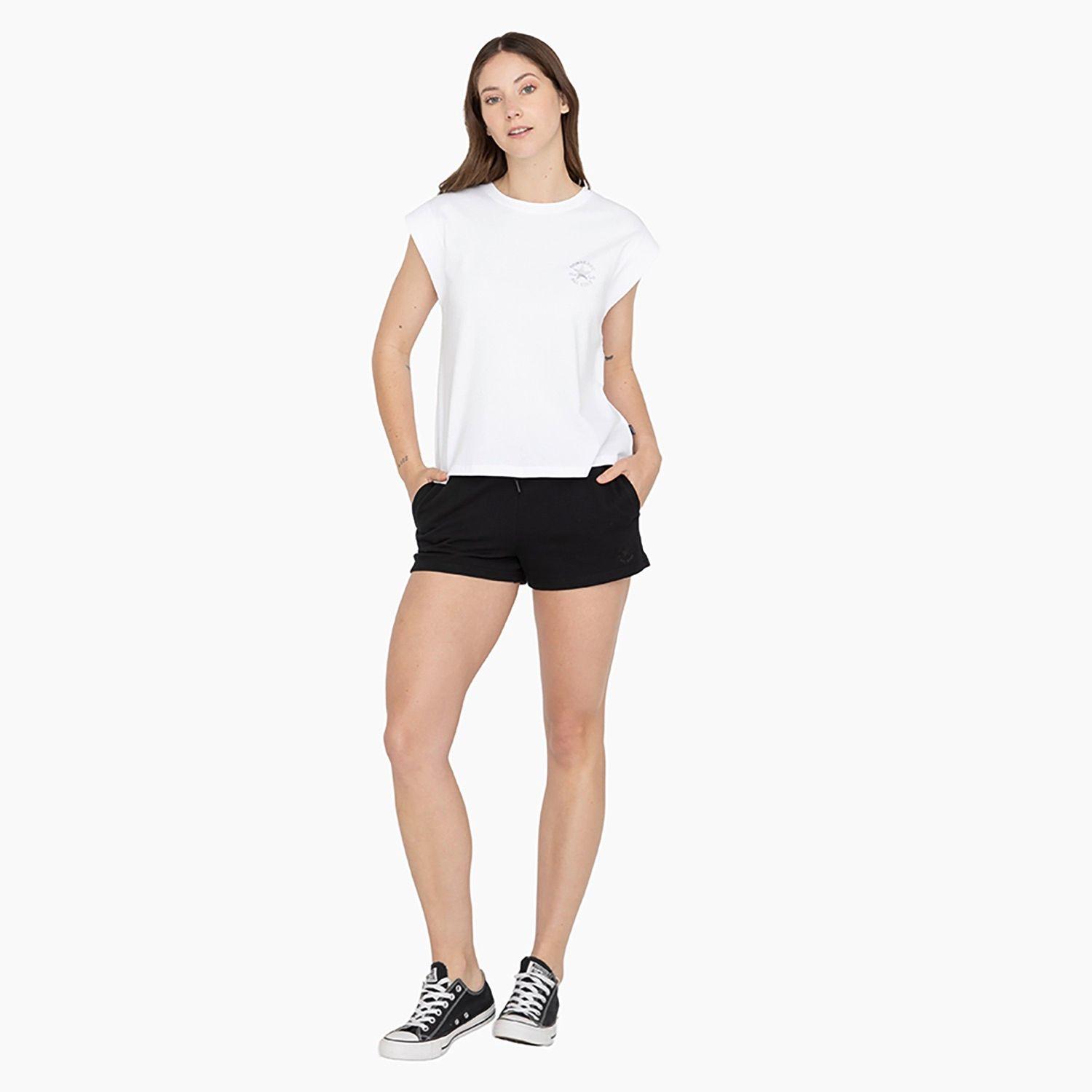 Polera Converse Small Shine Patch M/C Mujer Blanco-5