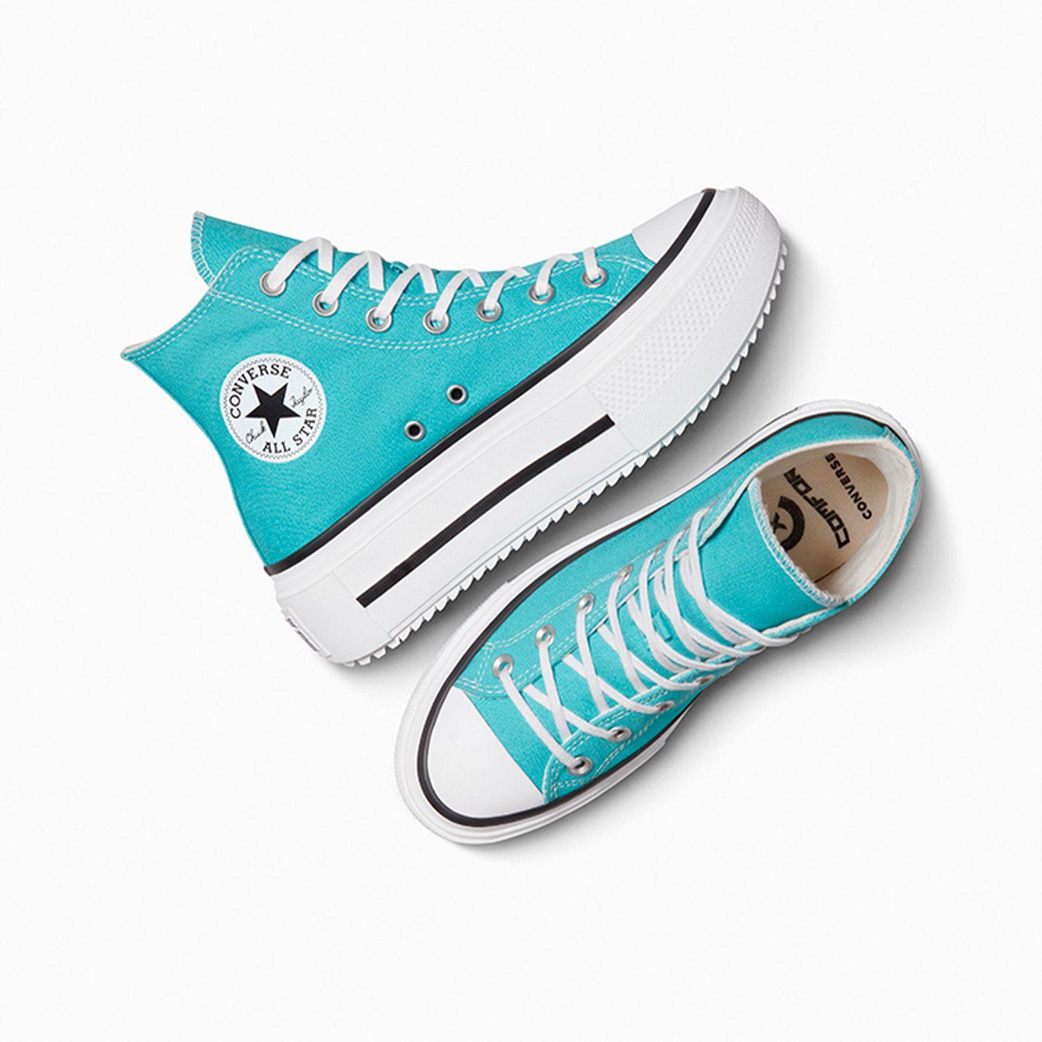 Zapatilla Converse Chuck Taylor All Star Lift Double Stack Seasonal Color Mujer Celeste Caña Alta-2