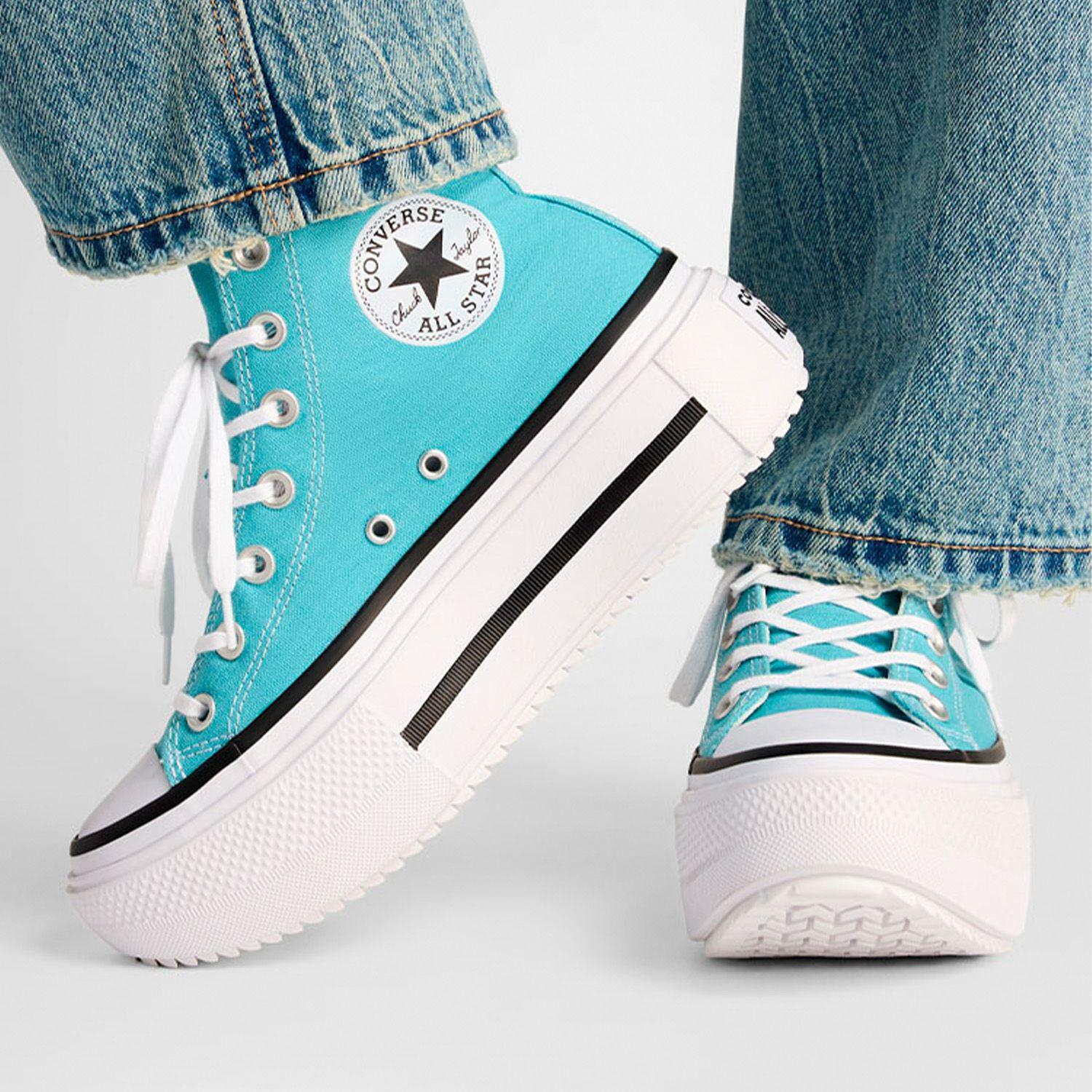 Zapatilla Converse Chuck Taylor All Star Lift Double Stack Seasonal Color Mujer Celeste Caña Alta-7