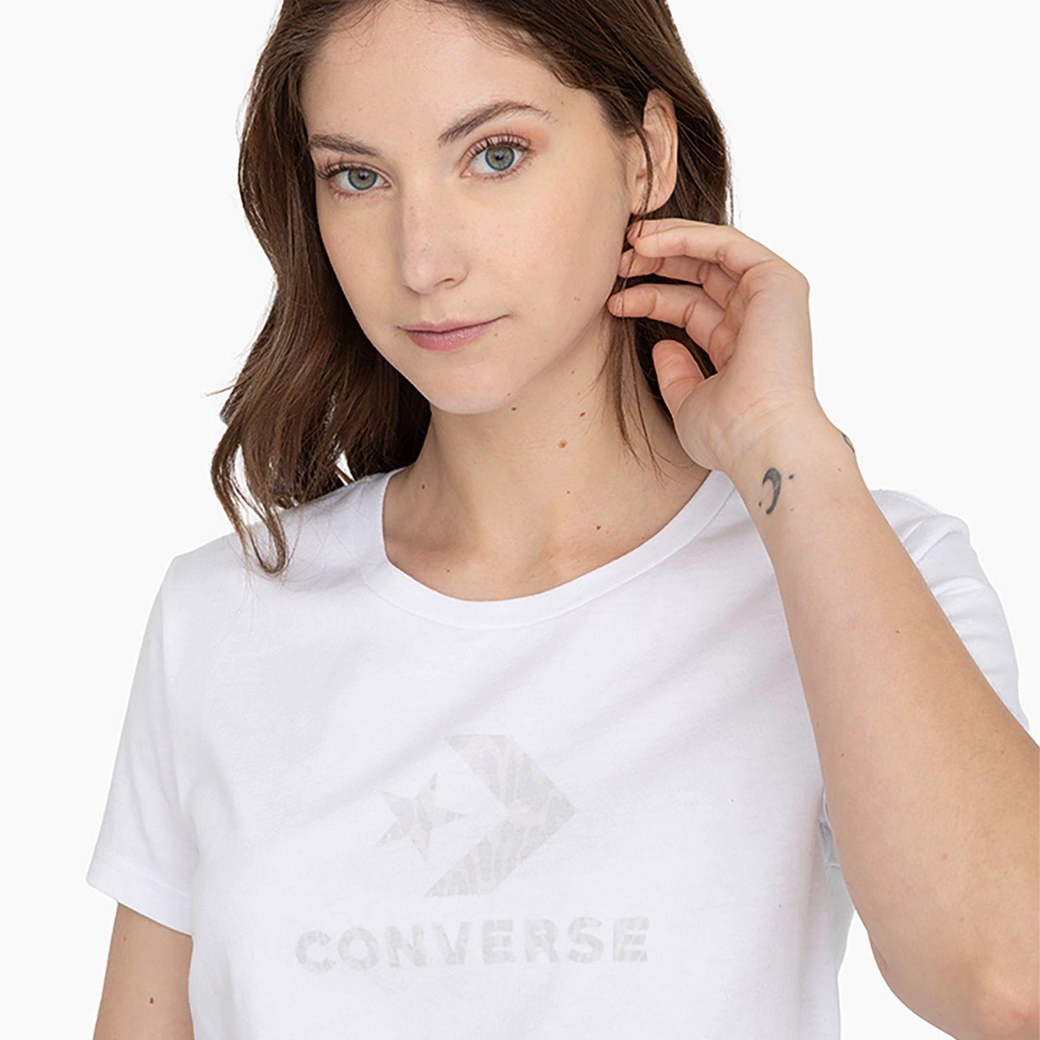 Polera Converse Wild Star Chevron M/C Mujer Blanco-2