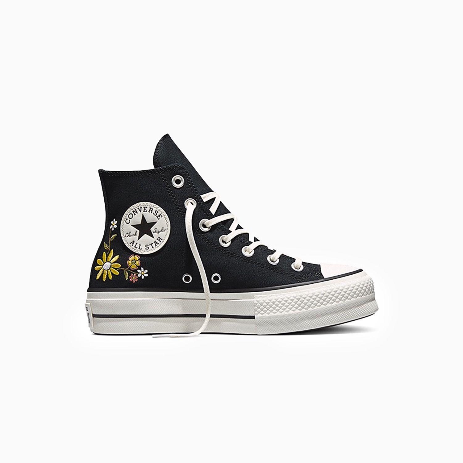 Zapatilla Converse Chuck Taylor All Star Lift Mujer Negro Bordado Caña Alta-0