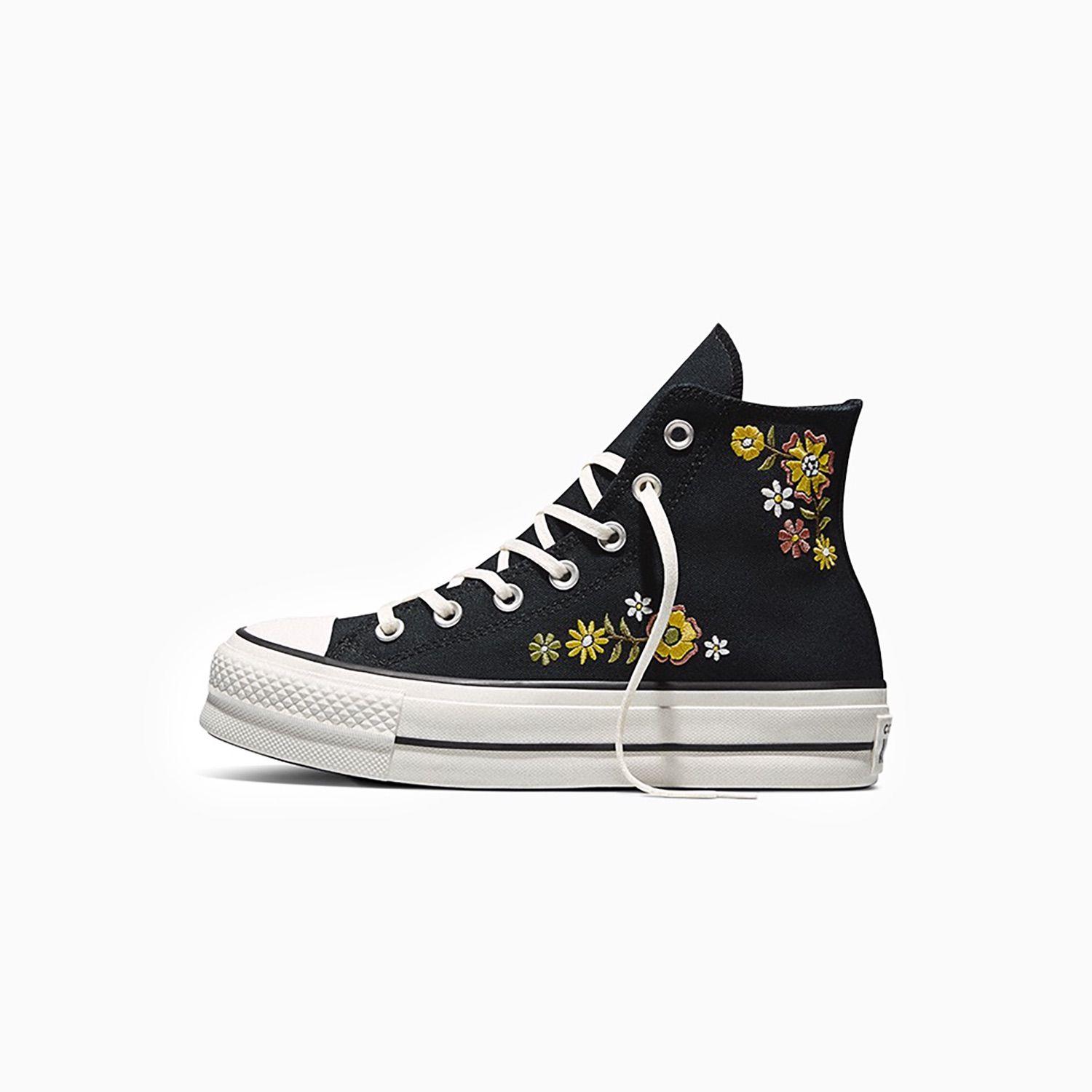 Zapatilla Converse Chuck Taylor All Star Lift Mujer Negro Bordado Caña Alta-1