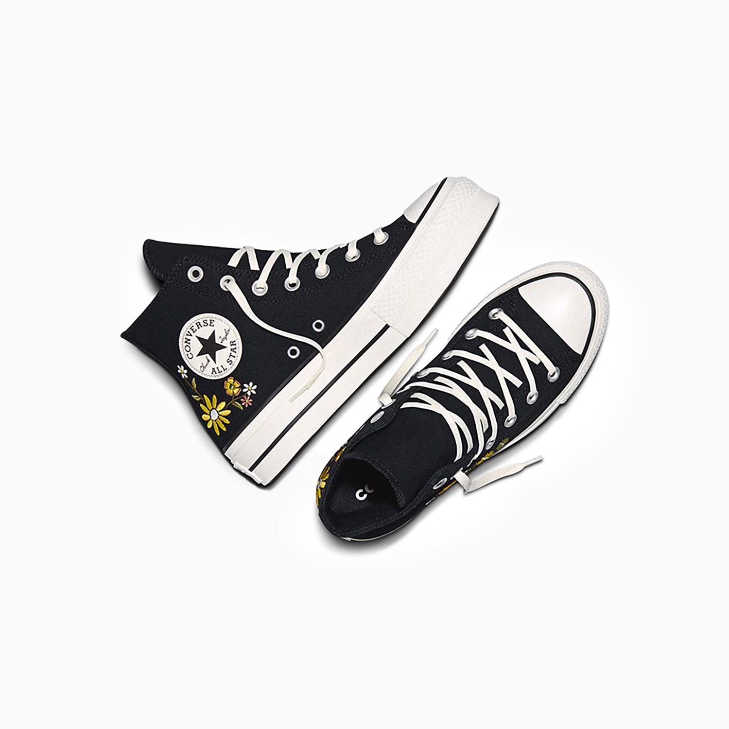 Zapatilla Converse Chuck Taylor All Star Lift Mujer Negro Bordado Caña Alta-2
