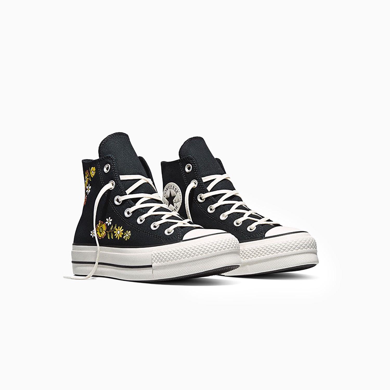 Zapatilla Converse Chuck Taylor All Star Lift Mujer Negro Bordado Caña Alta-3