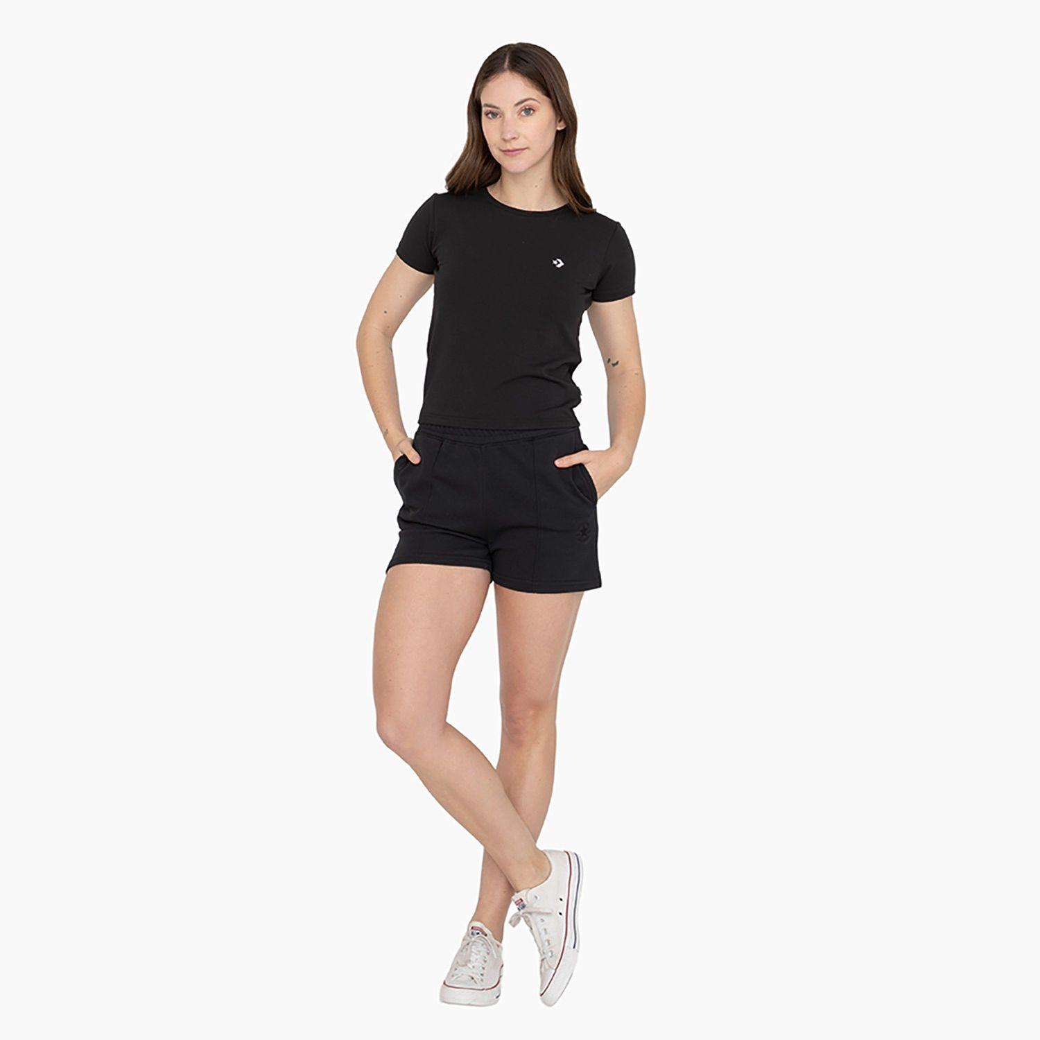 Short Converse Small Shine Patch Mujer Negro-5