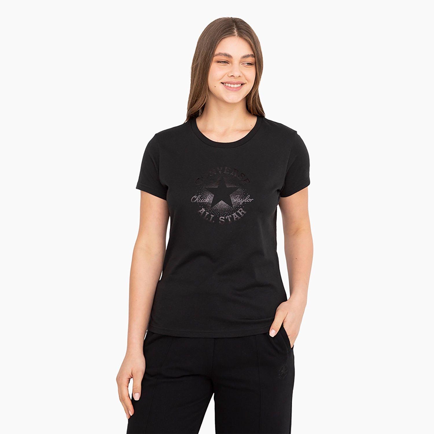 Polera Converse Shine Patch M/C Mujer Negro-0