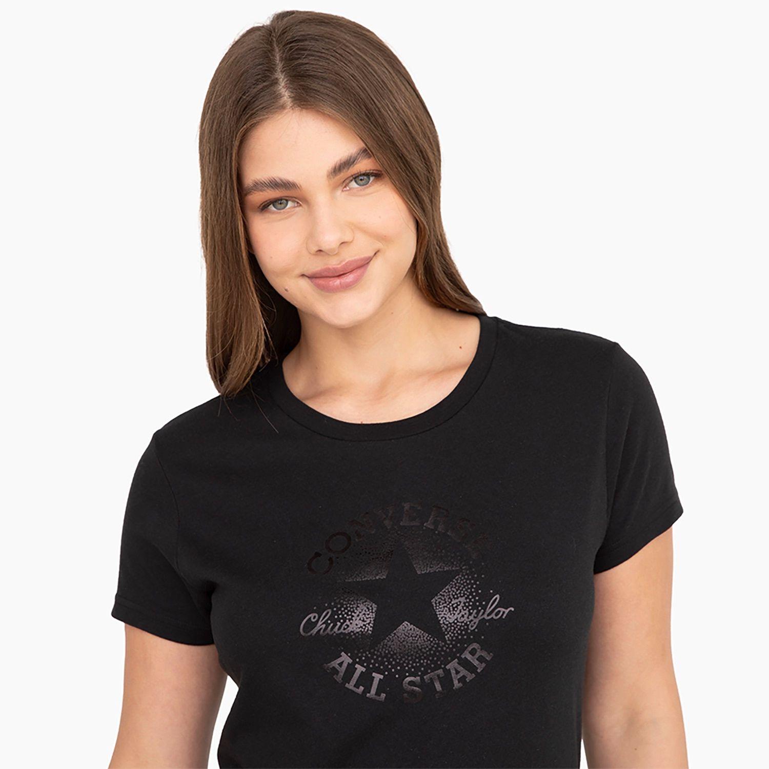 Polera Converse Shine Patch M/C Mujer Negro-2