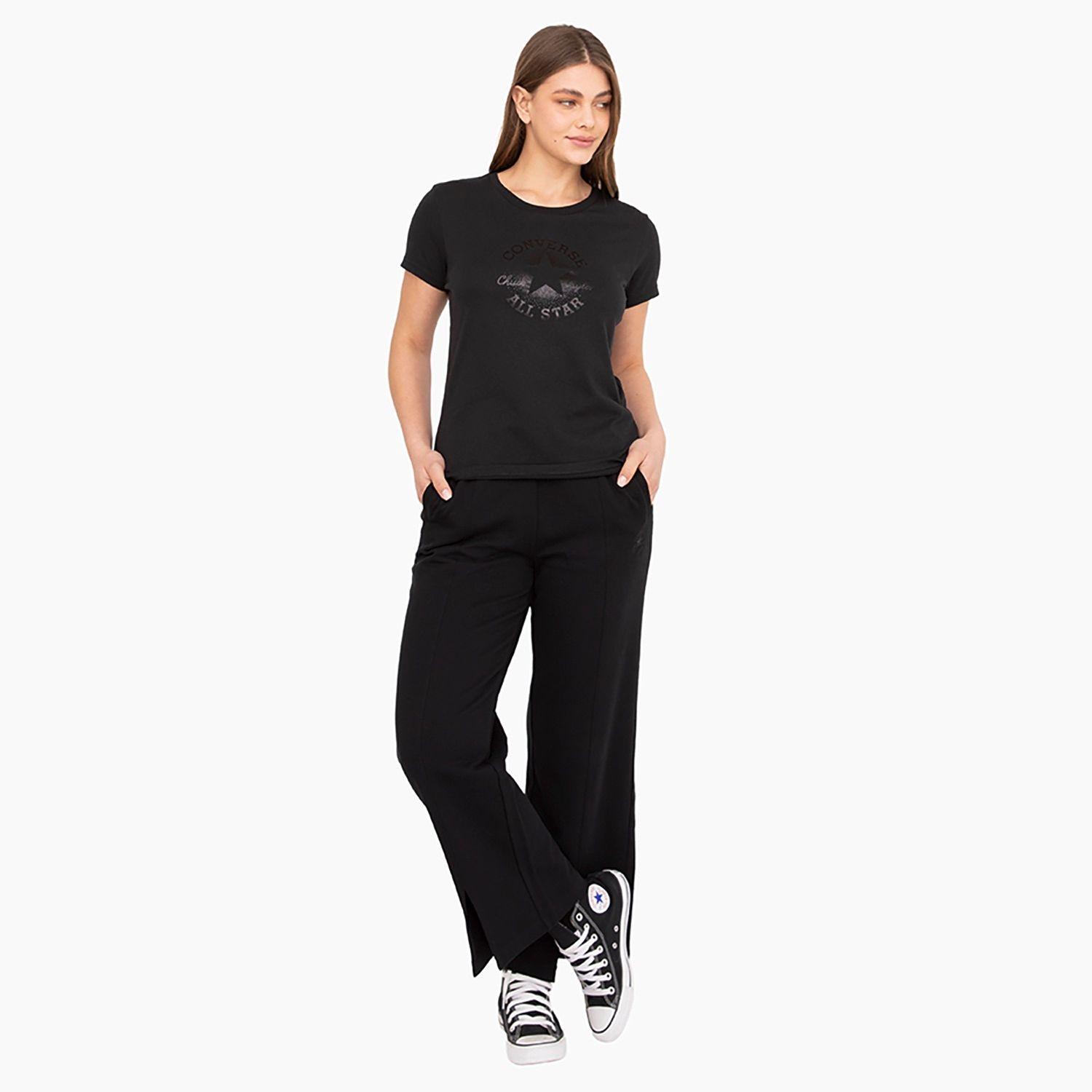Polera Converse Shine Patch M/C Mujer Negro-4
