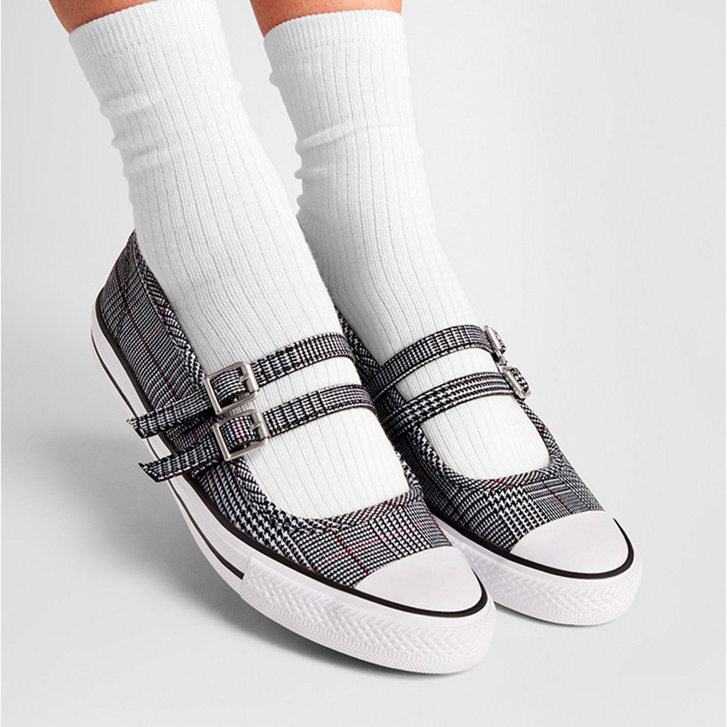 Zapatilla Converse Chuck Taylor All Star Dainty Mary Jane Plaid Mujer Negro-7