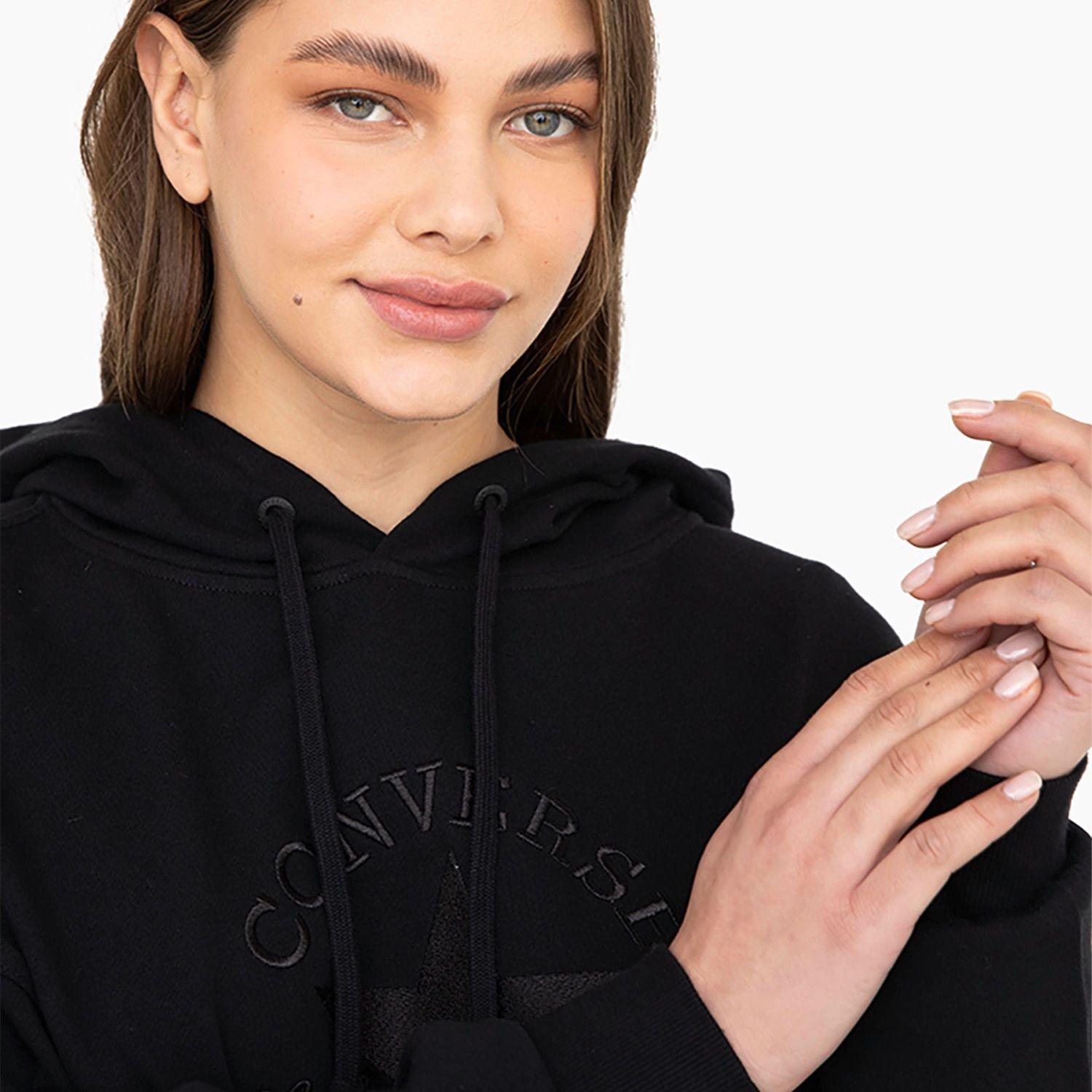Polerón Converse Hoodie Shine Patch Chevron Mujer Negro-2