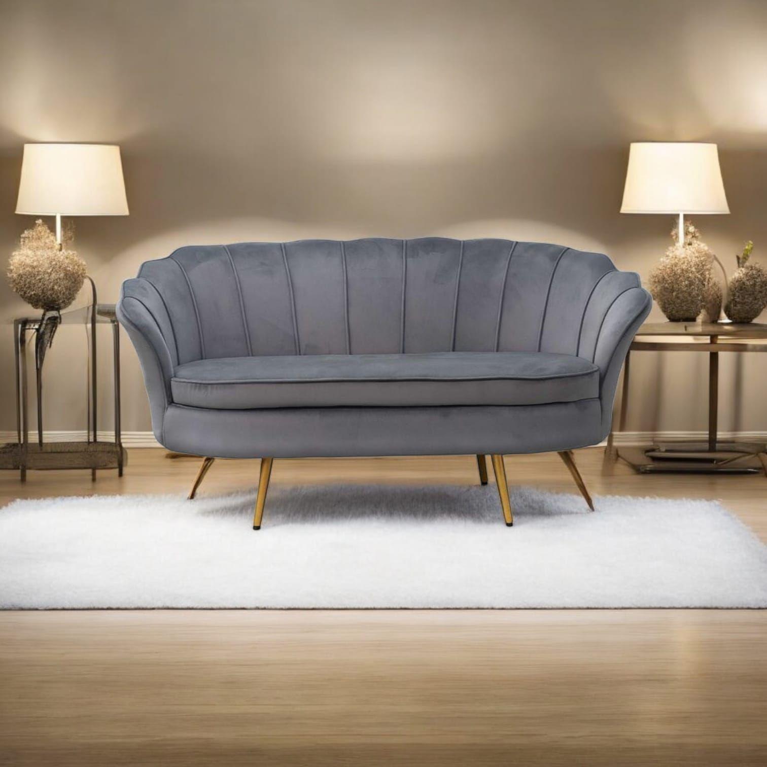 Sofá 3 Cuerpos Petalo Felpa Gris-2