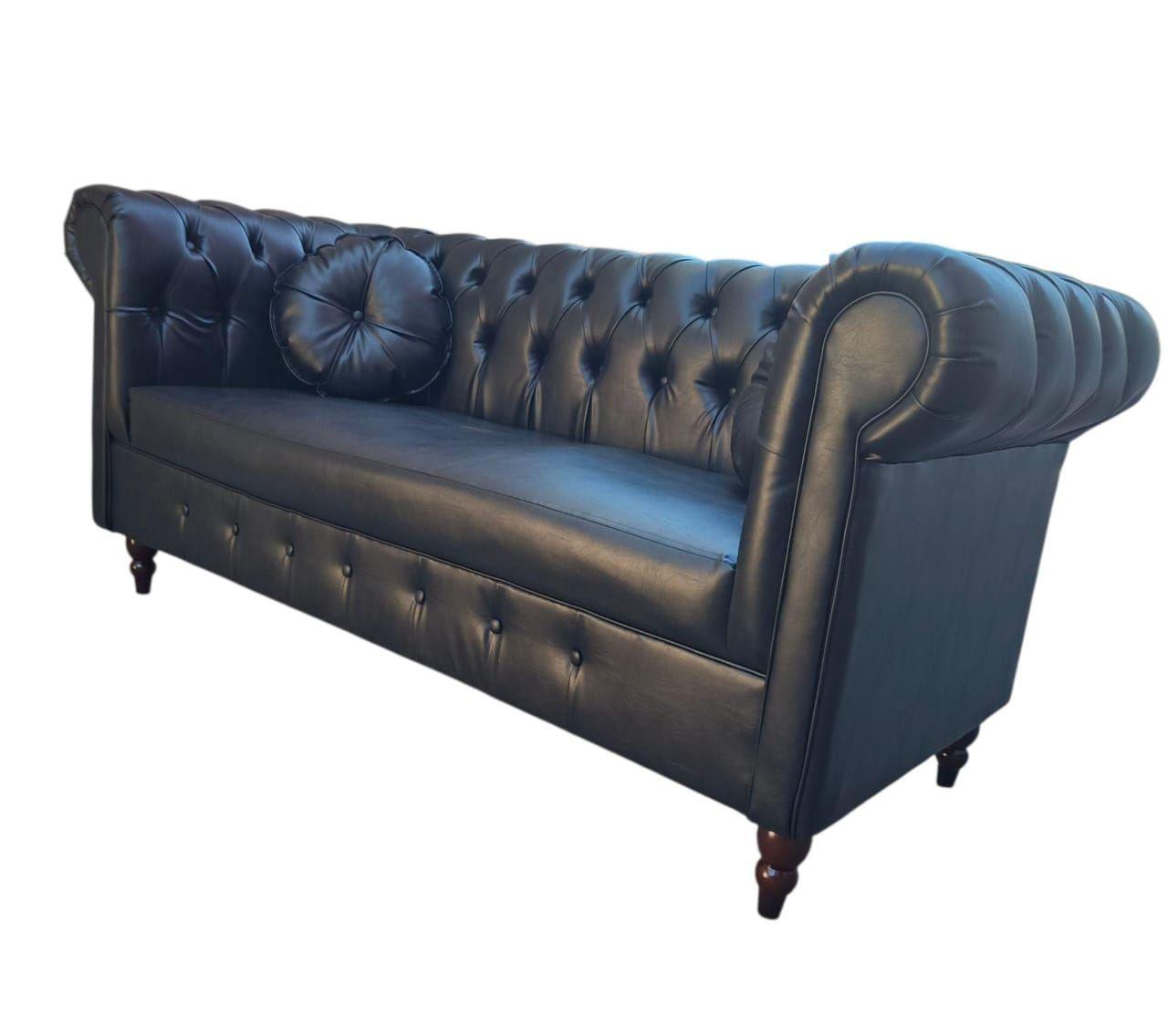 Sofá Chesterfield capitoné Premium Negro -3