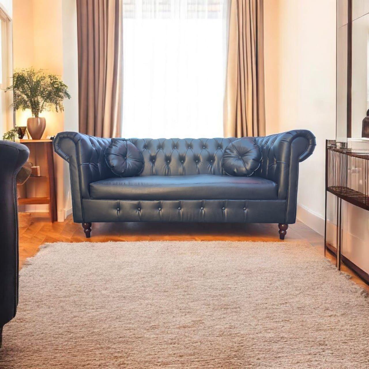 Sofá Chesterfield capitoné Premium Negro -4