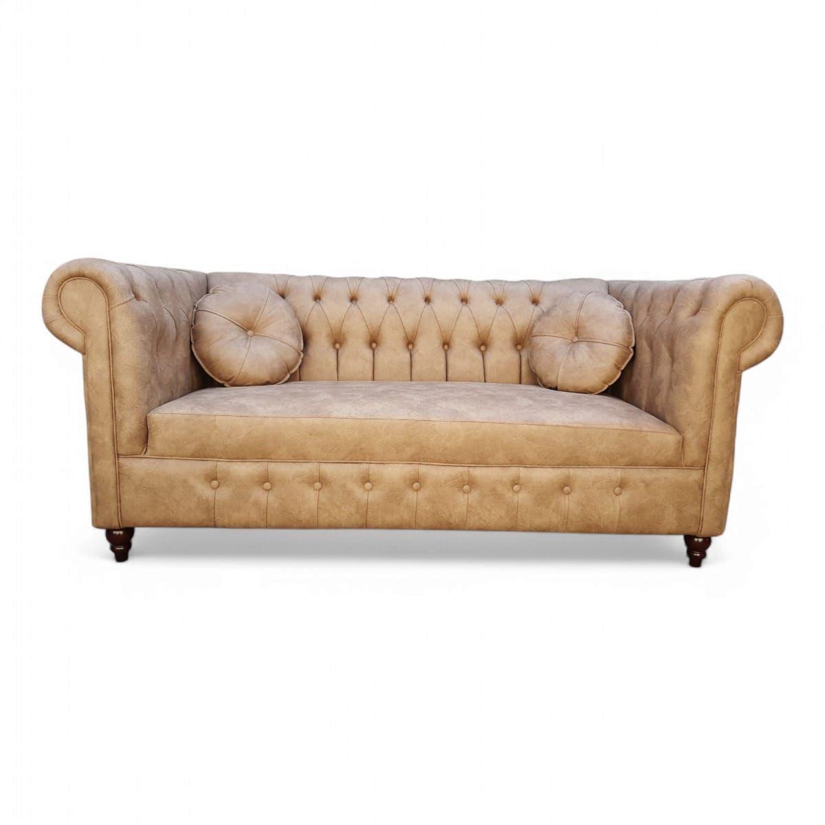 Sofá Chesterfield Capitoné Premium Beige envejecido-0