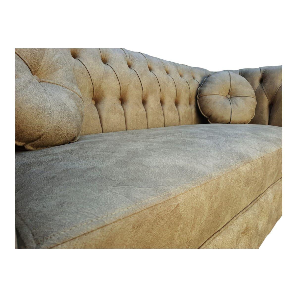Sofá Chesterfield Capitoné Premium Beige envejecido-2