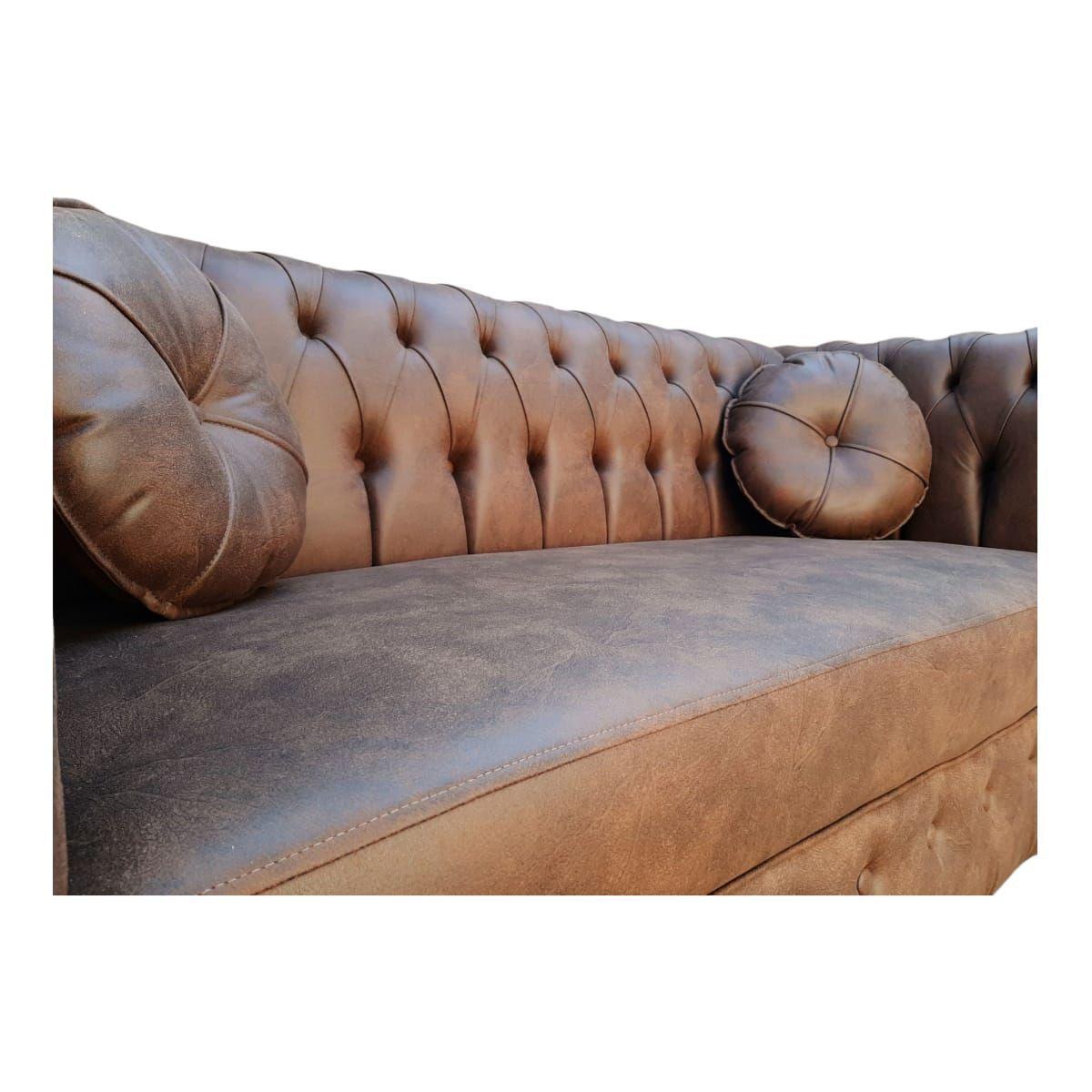 Sofá Chesterfield capitoné Premium Café envejecido-3