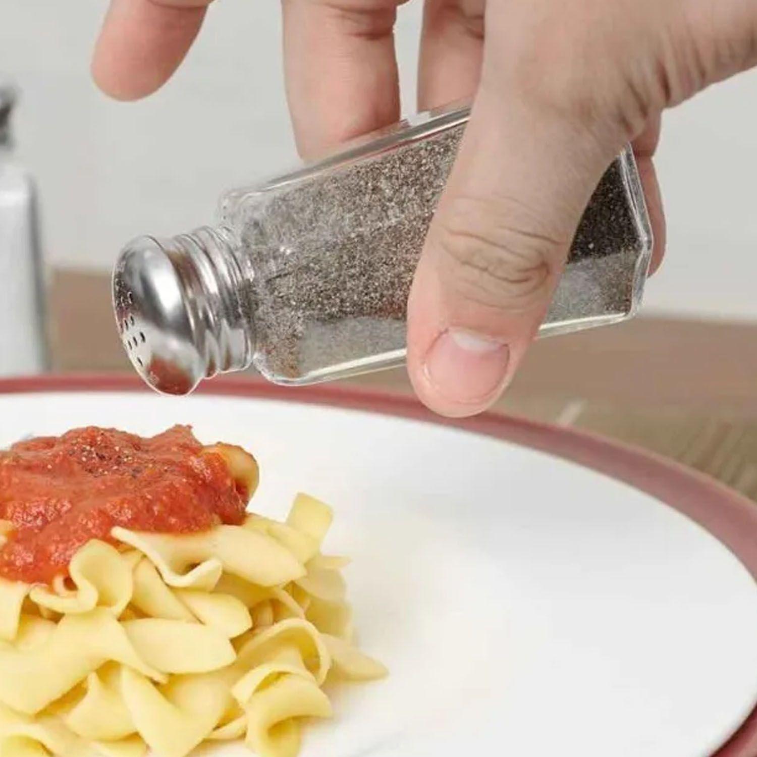 Salero vidrio 60 ml Tapa Acero Set 12 unidades-2