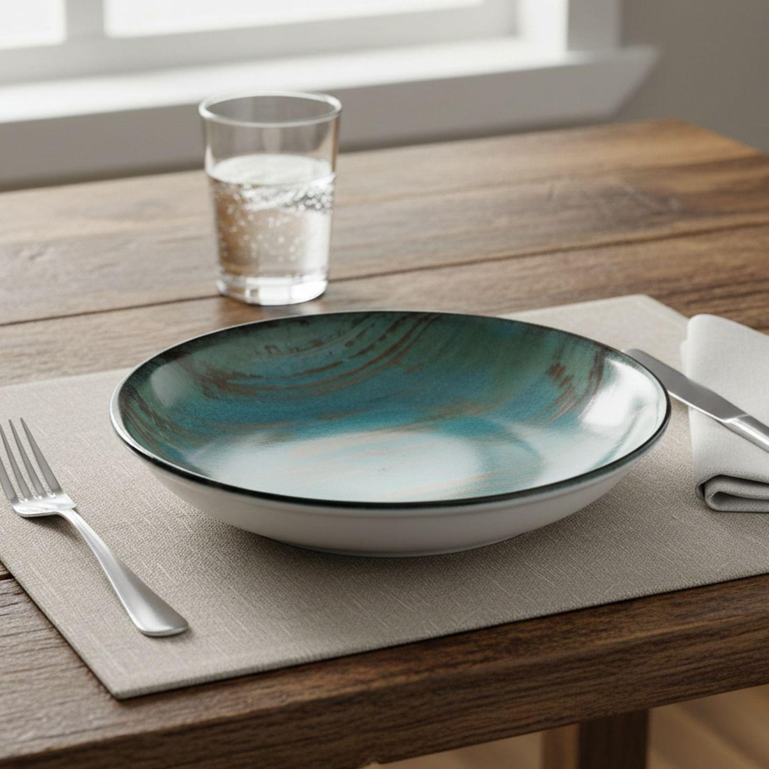 Plato porcelana Madera Mint Hondo 25cm Set 6 unidades-3